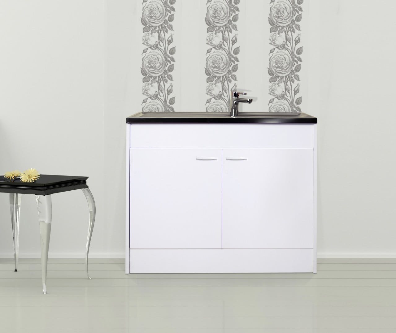RESPEKTA Spülenschrank Respekta Komplettspüle mit Drehtür 100 x 50 cm