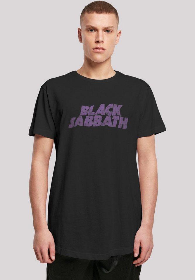 F4NT4STIC T-Shirt Black Sabbath Heavy Metal Band Wavy Logo Distressed Black  Print, Sehr weicher Baumwollstoff mit hohem Tragekomfort