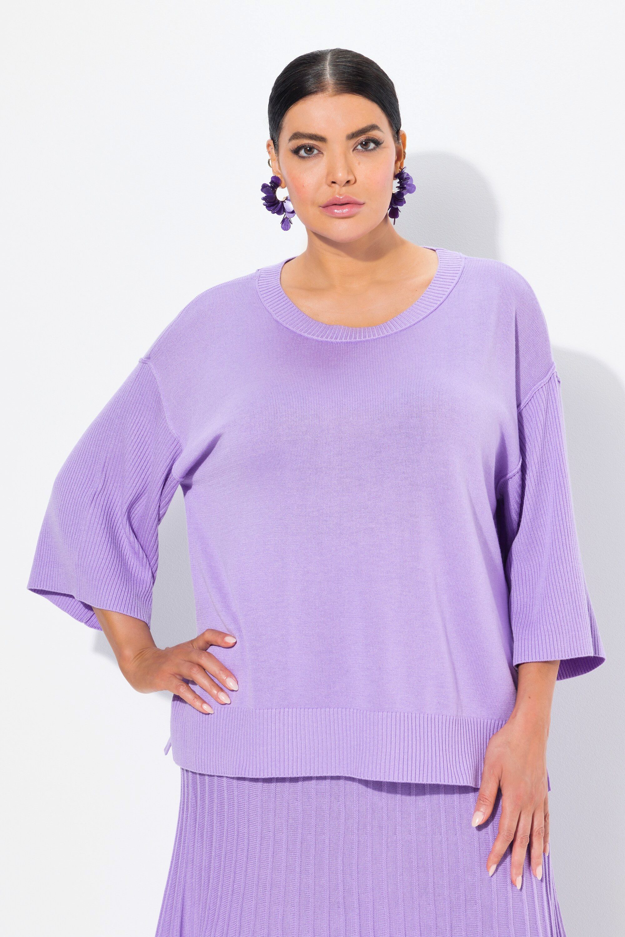 Ulla Popken Strickpullover Pullover oversized Rundhals günstig online kaufen