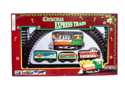 Spetebo Weihnachtsszene Mini Zug mit Lokomotive, Waggons und Schienen, bewegt sich