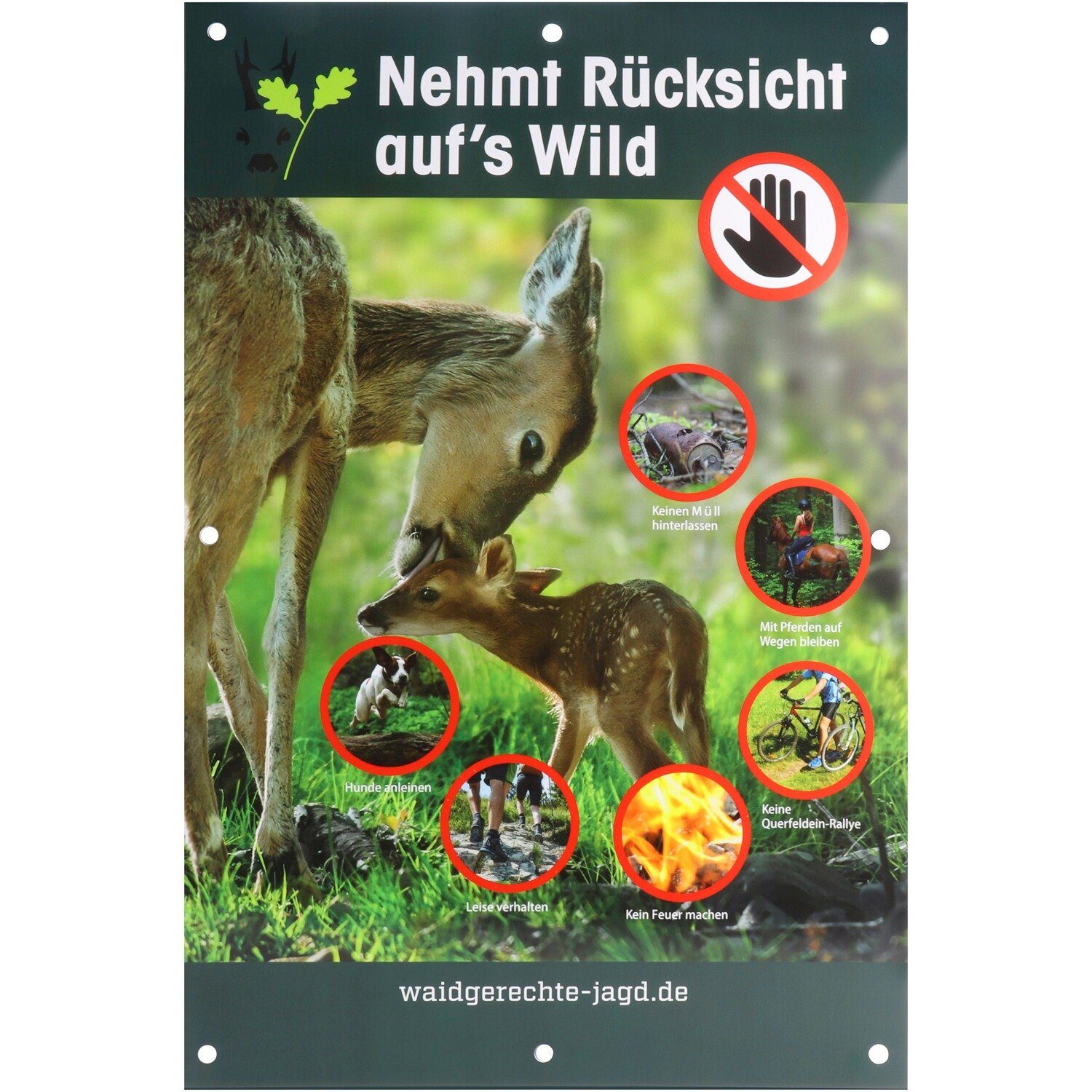 Thumbnail - Waidgerechte Jagd Warnschild Hinweisschild Rücksicht auf's Wild – 3er-Pack