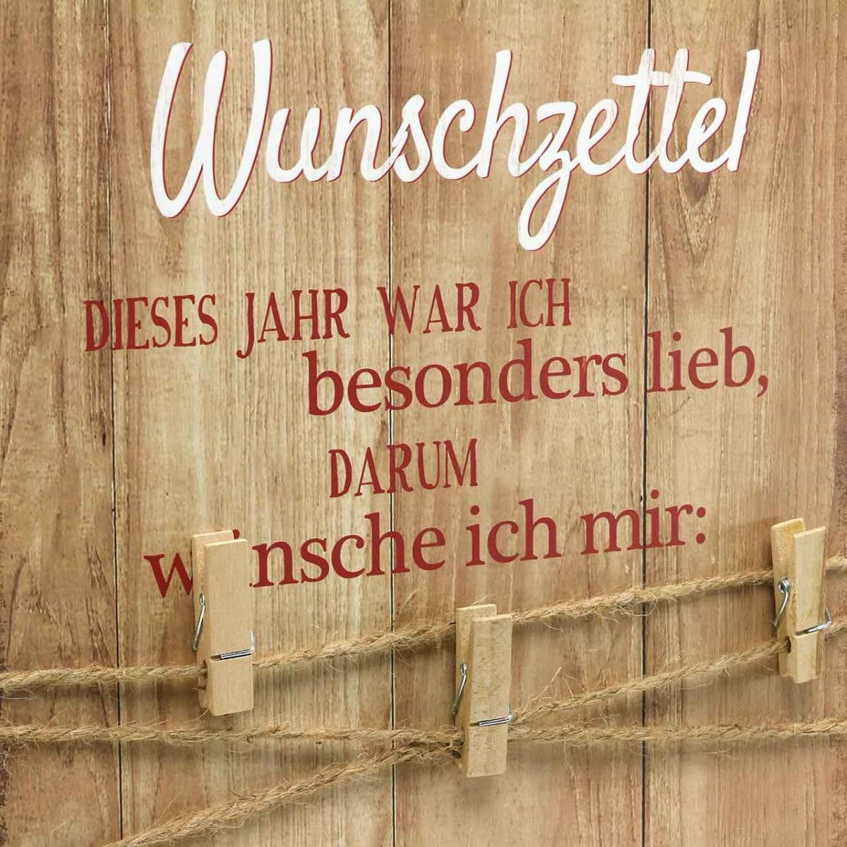 Posiwio Weihnachtsmann Dekoschild Weihnachten für Wunschzettel mit Klammern und
