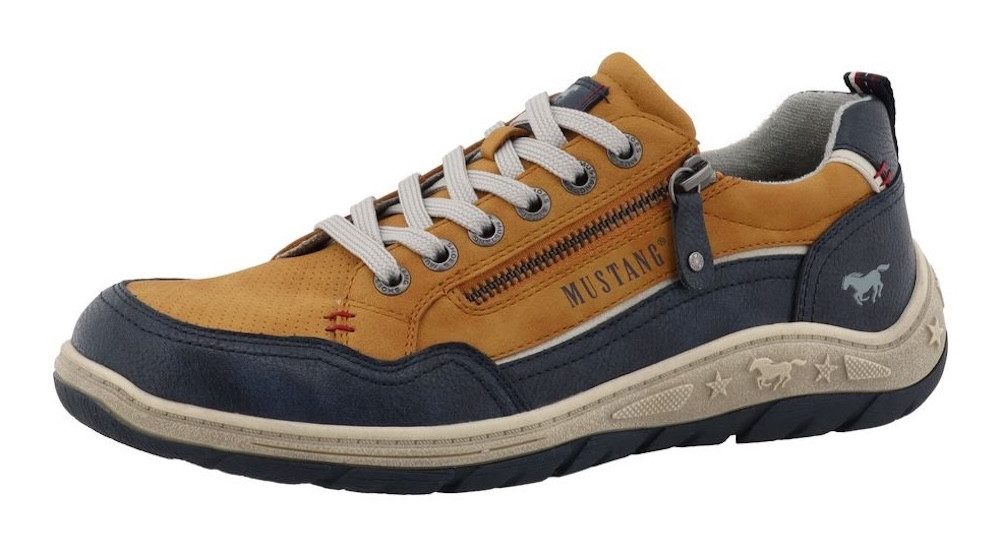 Mustang Shoes Benedetto Sneaker Halbschuh, Schnürschuh, Freizeitschuh mit markantem Kontrastbesatz