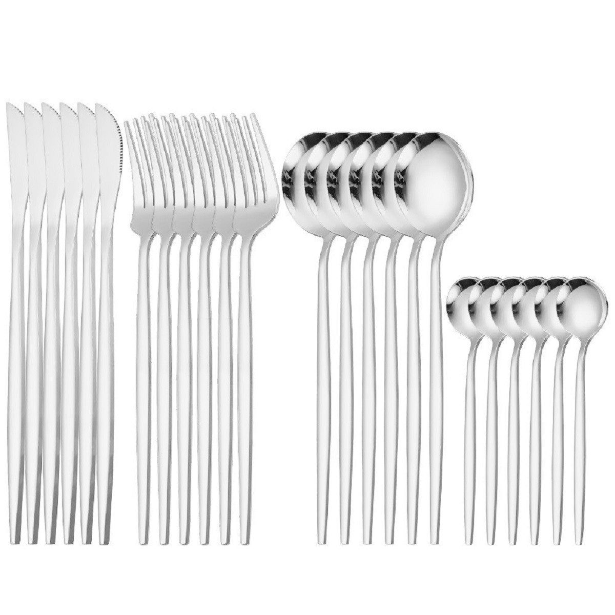 Cheffinger Besteck-Set Premium Besteckset 6 Personen 24-tlg Edelstahl Essbesteck (24-tlg)