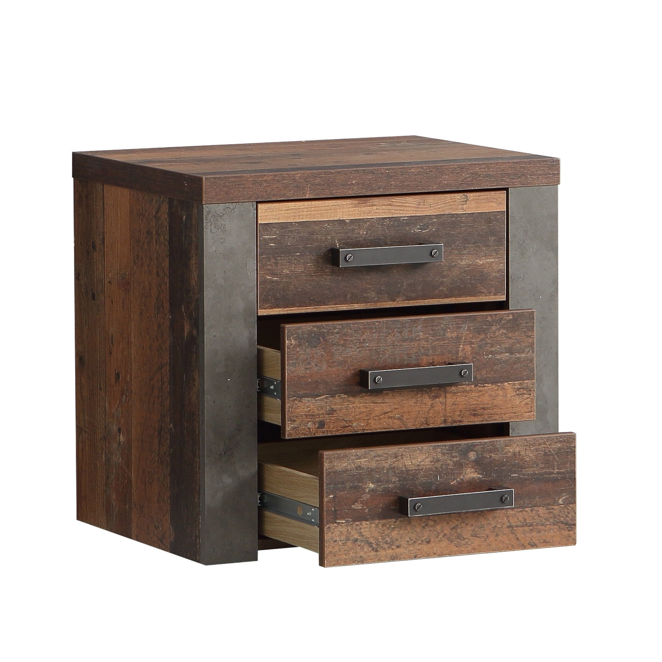 Newroom Kommode Old Wood Vintage und Betonoptik 57 cm, Kommode Old Wood Vintage und Betonoptik Modern Industrial Sideboard
