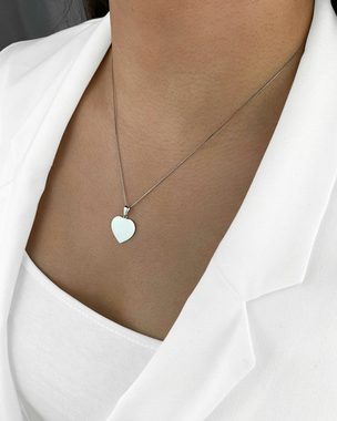 DANIEL CLIFFORD Herzkette 'Larissa' Damen Halskette Silber 925 mit Anhänger Herz (inkl. Verpackung), 45cm Silberkette mit poliertem Herz Anhänger