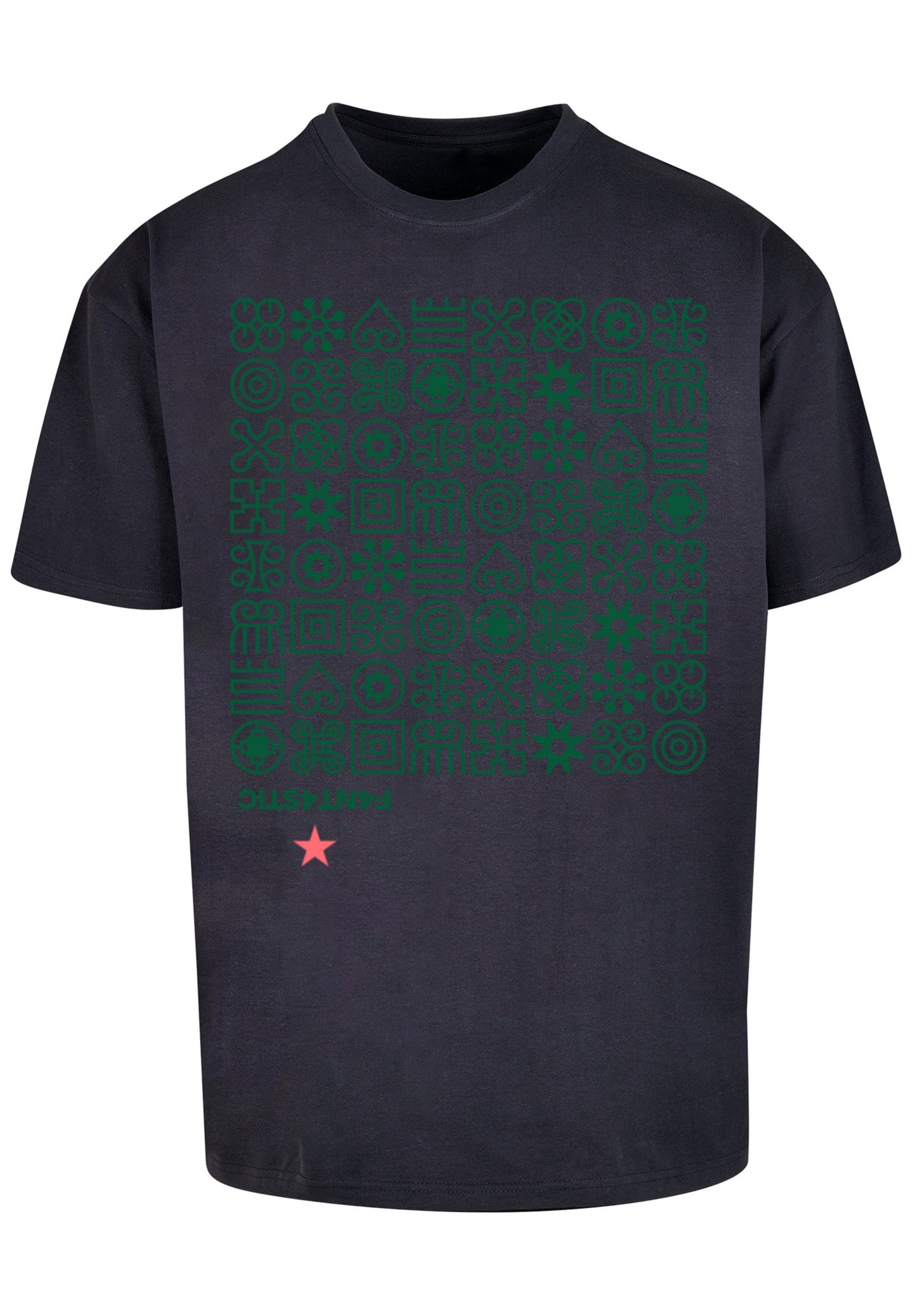 navy T-Shirt Print Muster Symbole Grün F4NT4STIC