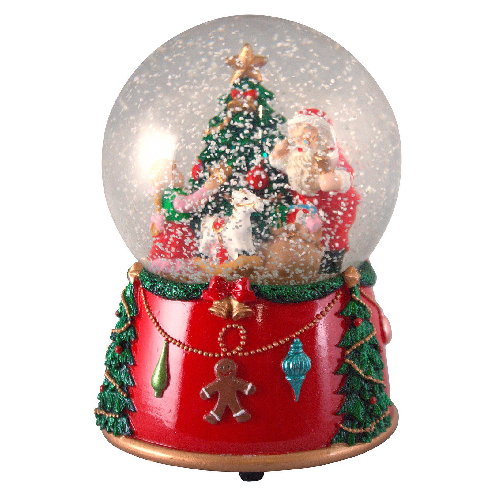 Christmas Paradise Schneekugel mit Spieluhr 14cm, Weihnachtsmann mit Baum ( günstig online kaufen