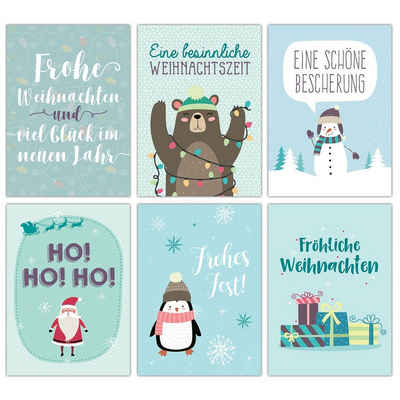 PAPIERDRACHEN Weihnachtskarte Weihnachtskarten Set - 12 gestaltete Postkarten zu Weihnachten
