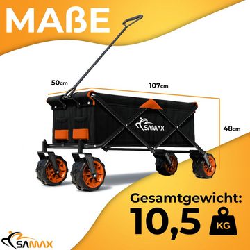 SAMAX Bollerwagen Faltbarer Bollerwagen Offroad - Schwarz / Orange