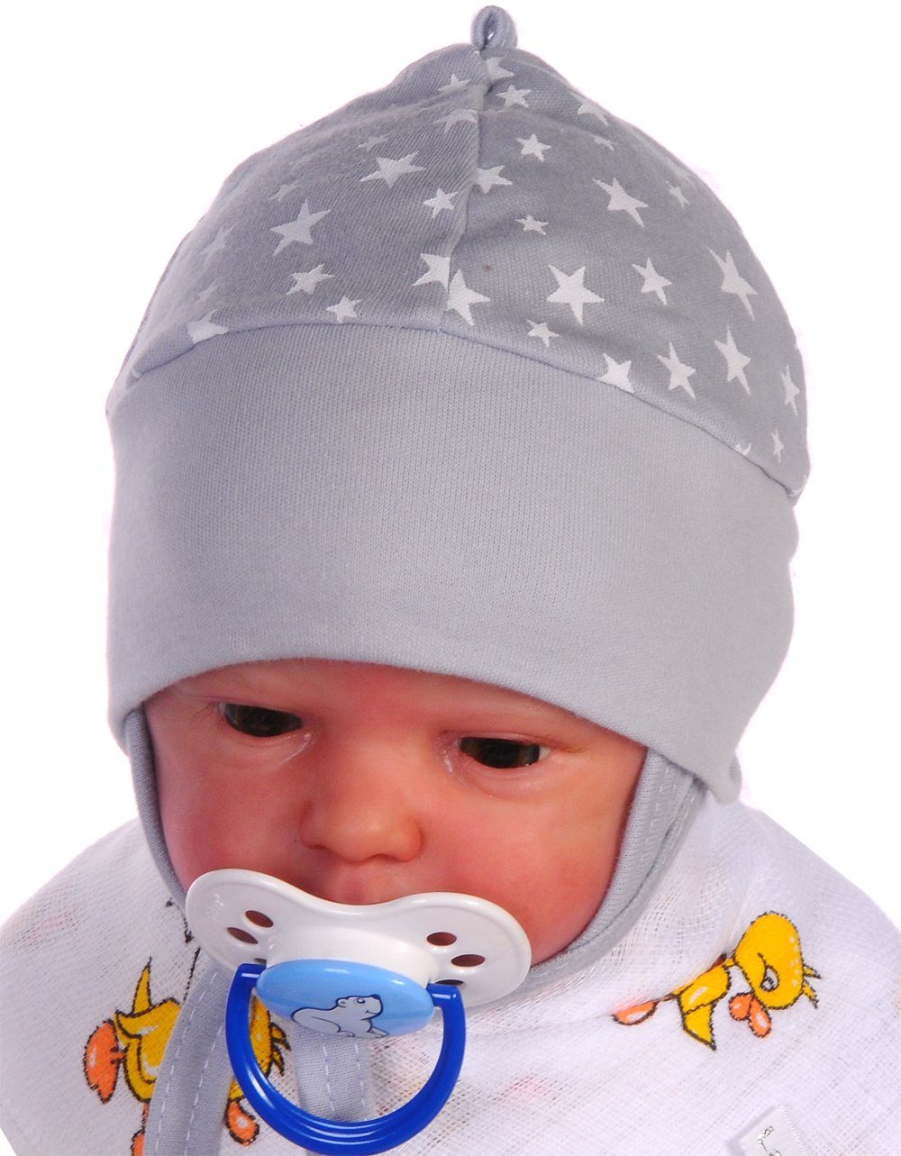 Erstlingsmütze Mütze für Neugeborene Babymütze Baby Haube mit Sternchen
