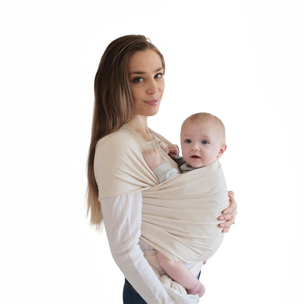 Mushie Tragetuch Baby Carrier Beige, Baumwolle, Melange, atmungsaktiv Wrap