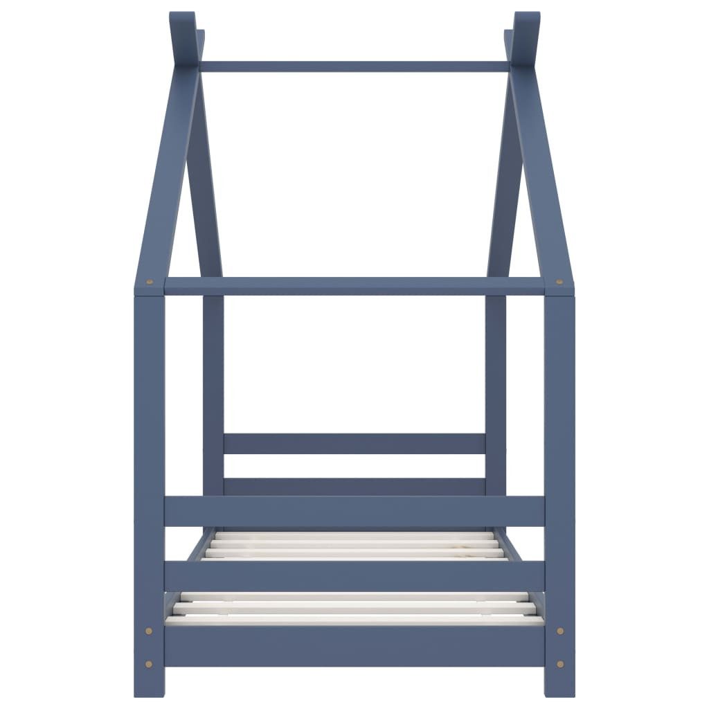 vidaXL Kinderbett 80 x 160 cm Kinderbett mit Himmel Kinderbett-Gestell Grau Massivholz K