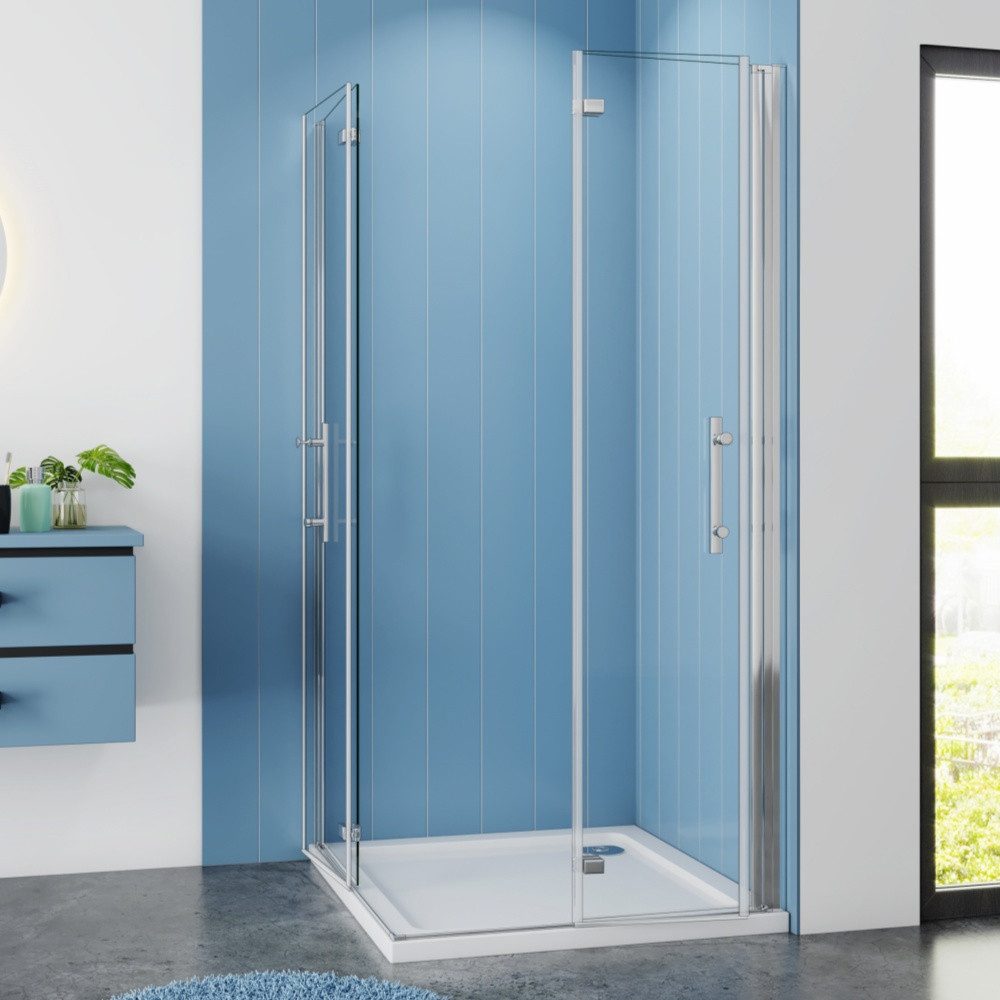 Duschparadies Dusch-Falttür 185cm Scharniertür Falttür Duschkabine Duschabtrennung Duschtür, 70x185 cm, Easyclean Sicherheitsglas, beidseitig montierbar – Bild 5 von 5