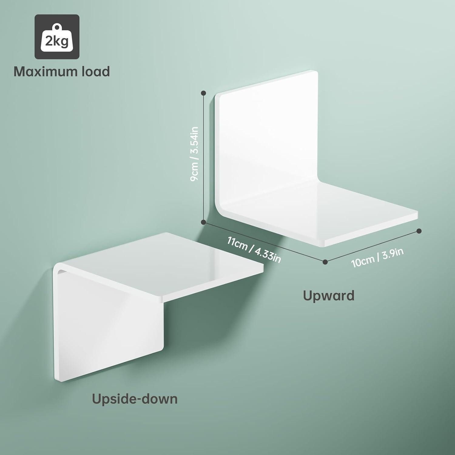 LuxusKollektion Deko-Wandregal Wandregal Klein 2er-Set Mini 10cm Weiß Schweberegale Acryl Verdicktes