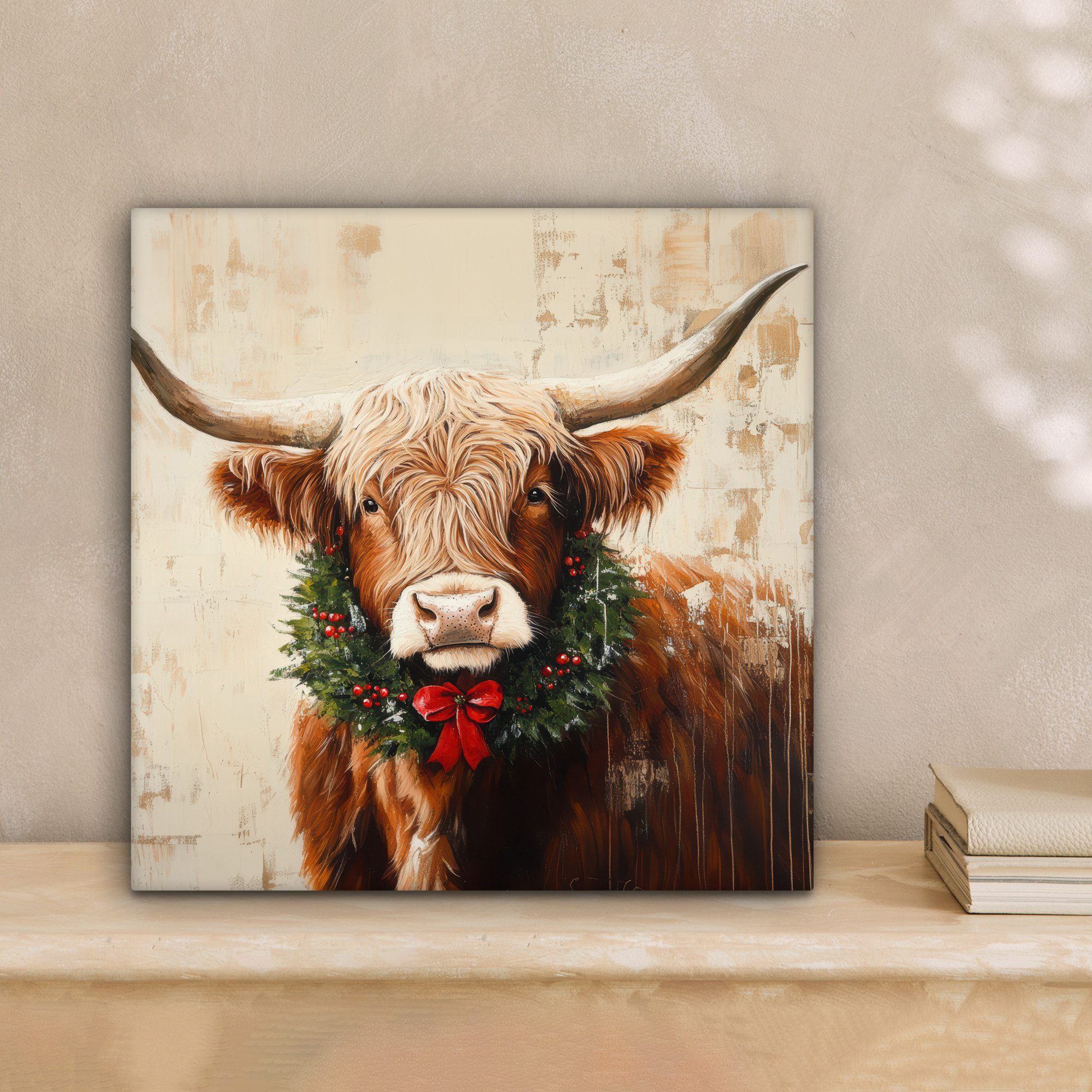 OneMillionCanvasses® Leinwandbild Weihnachten - Schottischer Highlander - B günstig online kaufen