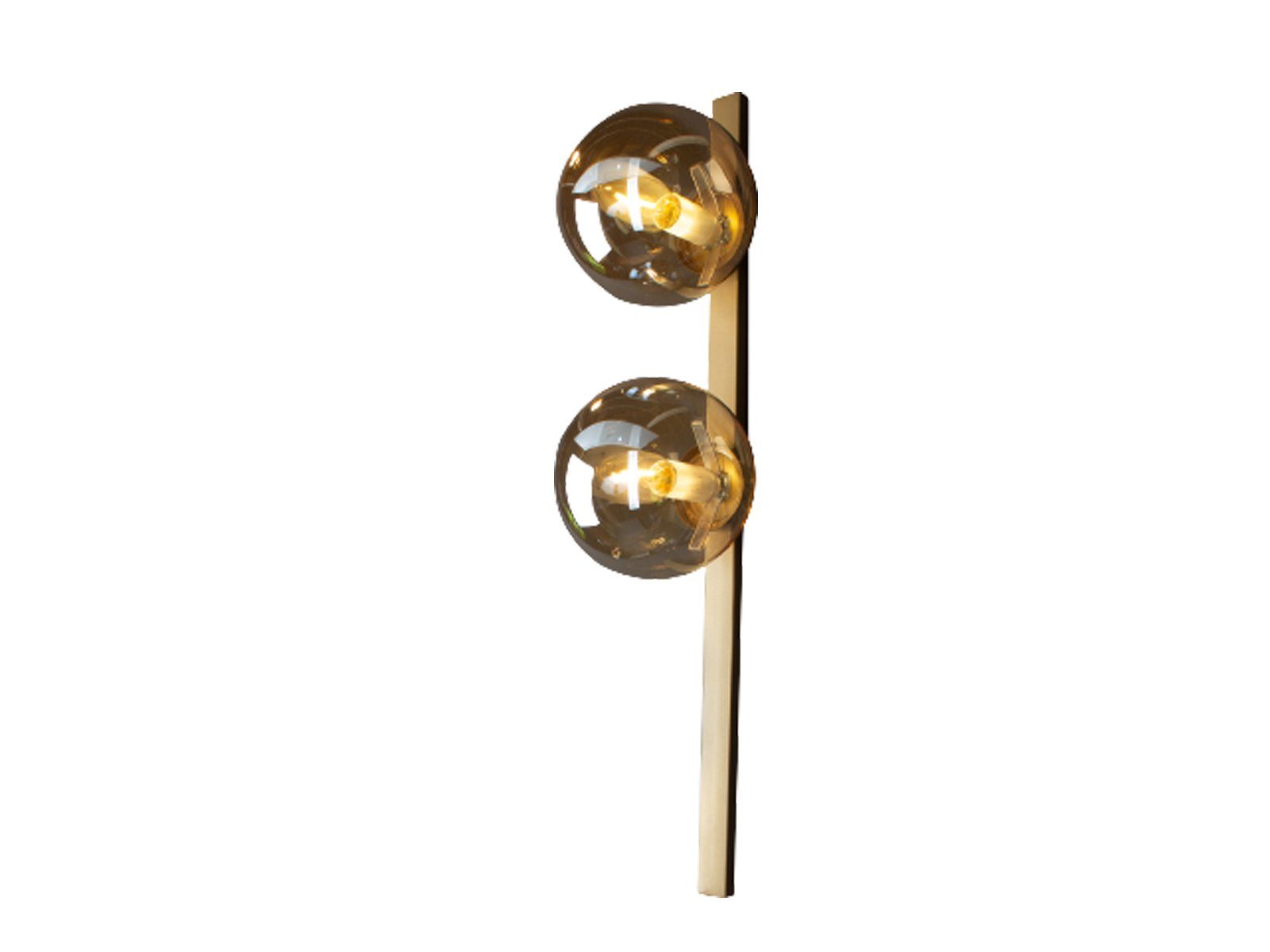 Schalter, H: Wandleuchte, LED meineWunschleuchte Warmweiß, mit Gold-en, wechselbar, Lampe 60cm Bauhaus Dimmfunktion, 2x Messing-Amber LED Glas-kugel, innen,