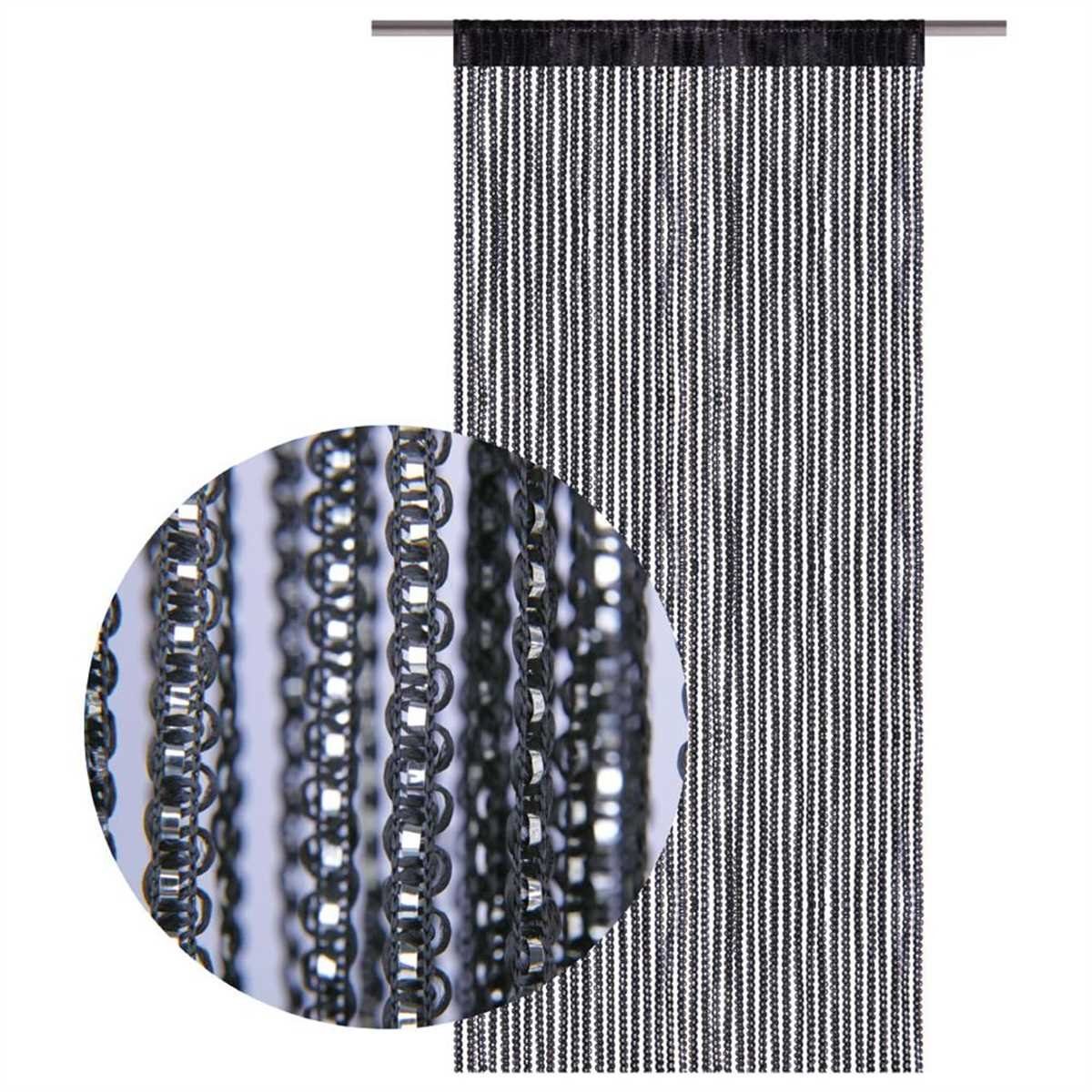 Bestlivings Fadenvorhang, Stangendurchzug, halbtransparent, Fadengardine mit Stangendurchzug (90 x 200cm bis 300 x 250cm)