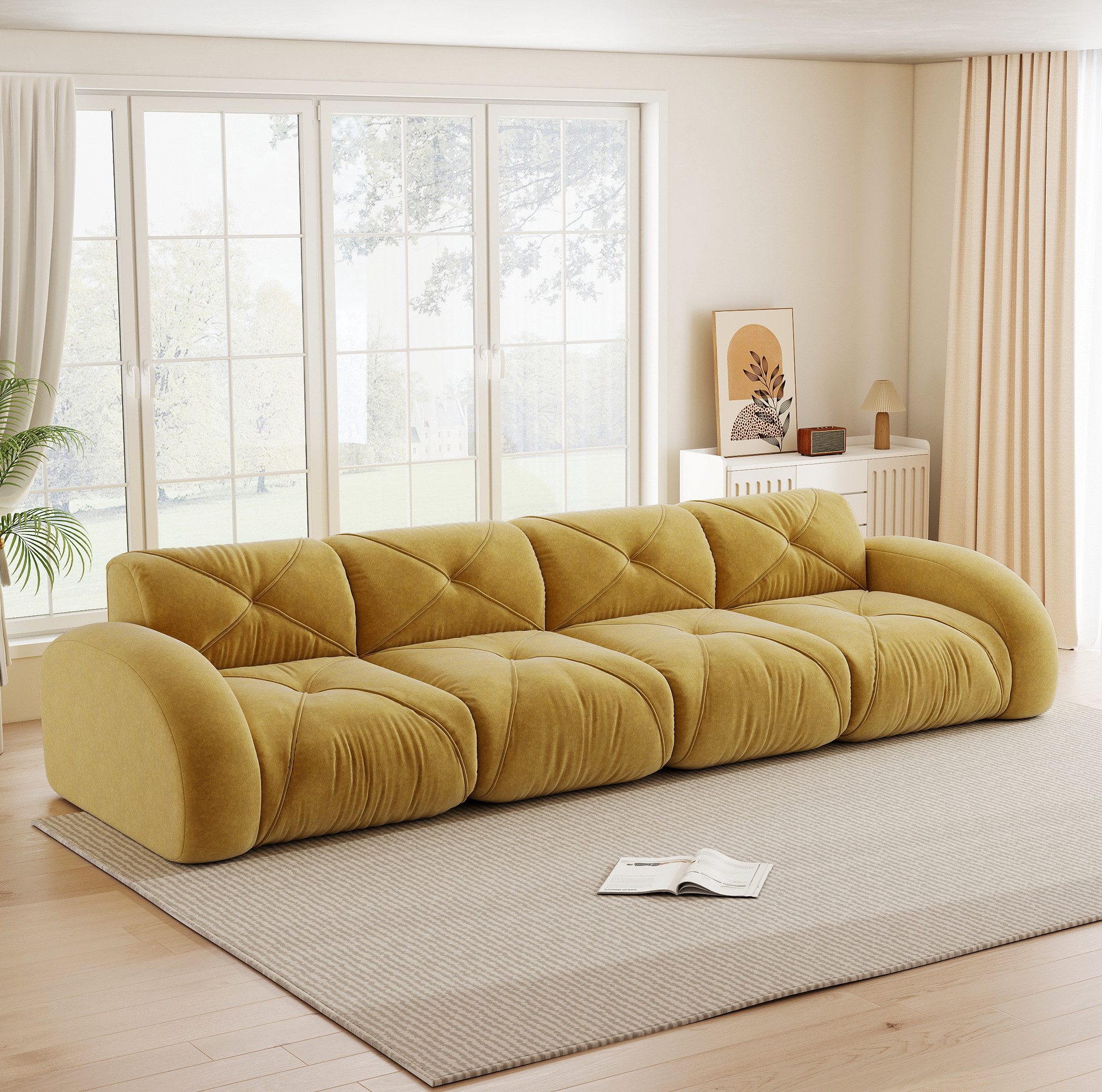 MODFU Loungesofa Chenille-Modulsofa, mit hochdichtem 32D-Schaumstoff für wolkenweichen Komfort, stabile Unterstützung und langlebige Nutzung im modernen Wohnzimmer 1 Teile
