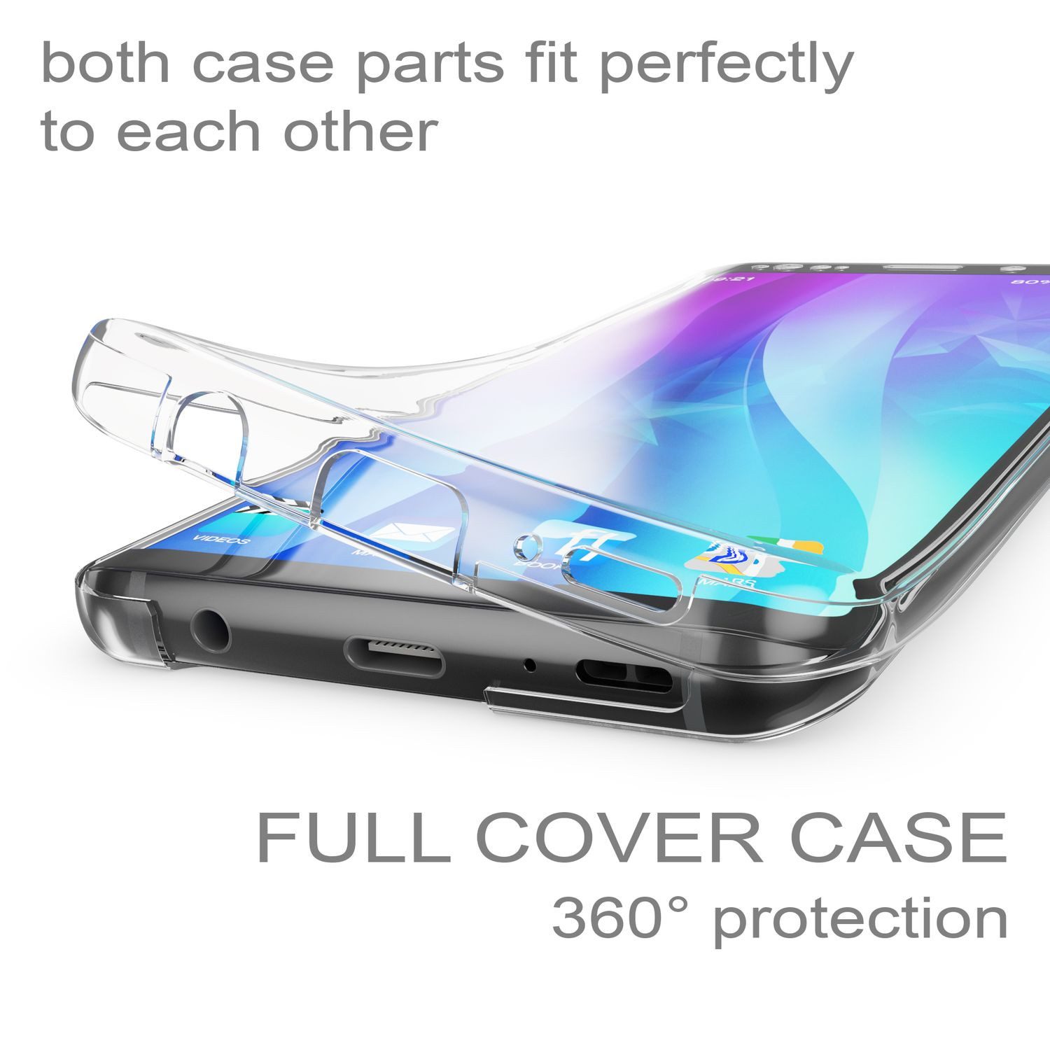 Nalia Smartphone-Hülle Samsung Galaxy S9 14,7 cm (5,8 Zoll), Transparente 360 Grad Silikon Hülle / Rundumschutz / Full Cover Etui