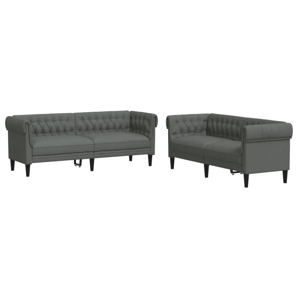 vidaXL Sofa 2-tlg. Sofagarnitur Dunkelgrau Stoff günstig online kaufen