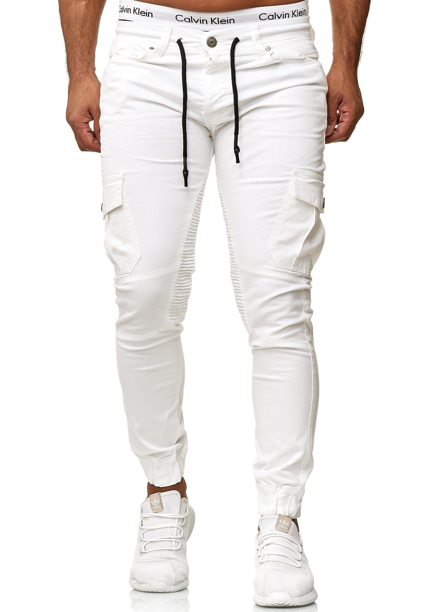 Code47 Slim-fit-Jeans Herren Chino Hose Jeans Designer Chinohose Slim Fit Männer Slim 3207C Weiß