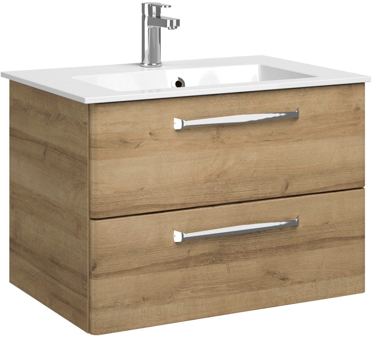 Saphir Badmöbel-Set Trentino 2-tlg. Mineralmarmor-Waschtisch,Spiegelschrank mit LED-Profil, (3-St), Badmöbel-Set 77cm breit, inkl. Türdämpfer, 3 Türen, 2 Auszügen