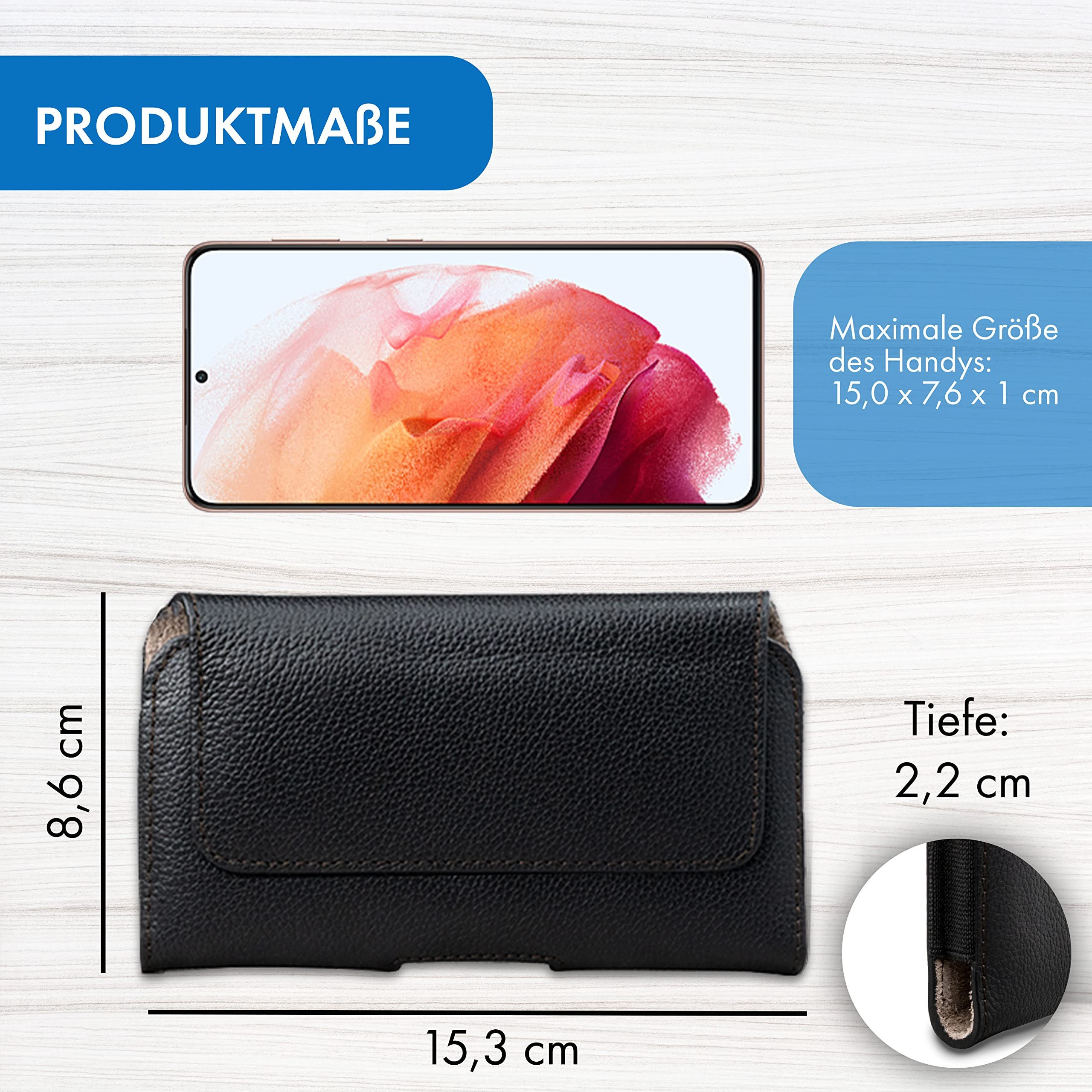 XiRRiX Handytasche Handytasche Gürtel - Größe 3XL - Gürtel Handy Tasche aus Leder (Hipbag aus echtem Leder, schwarz), kompatibel mit iPhone