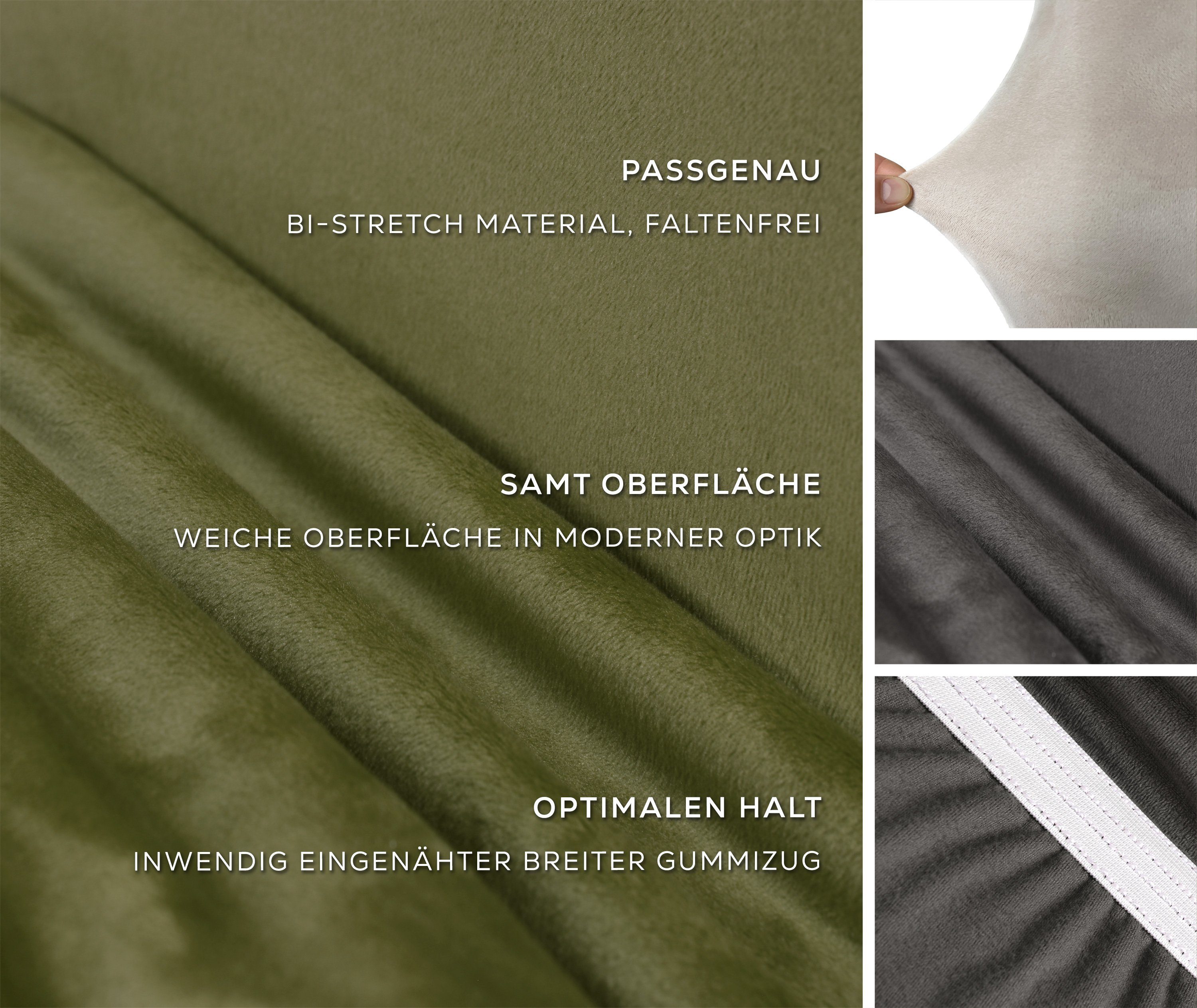 Beautex Stuhlhusse Samt lang Stretch für Stühle Eva elastisch