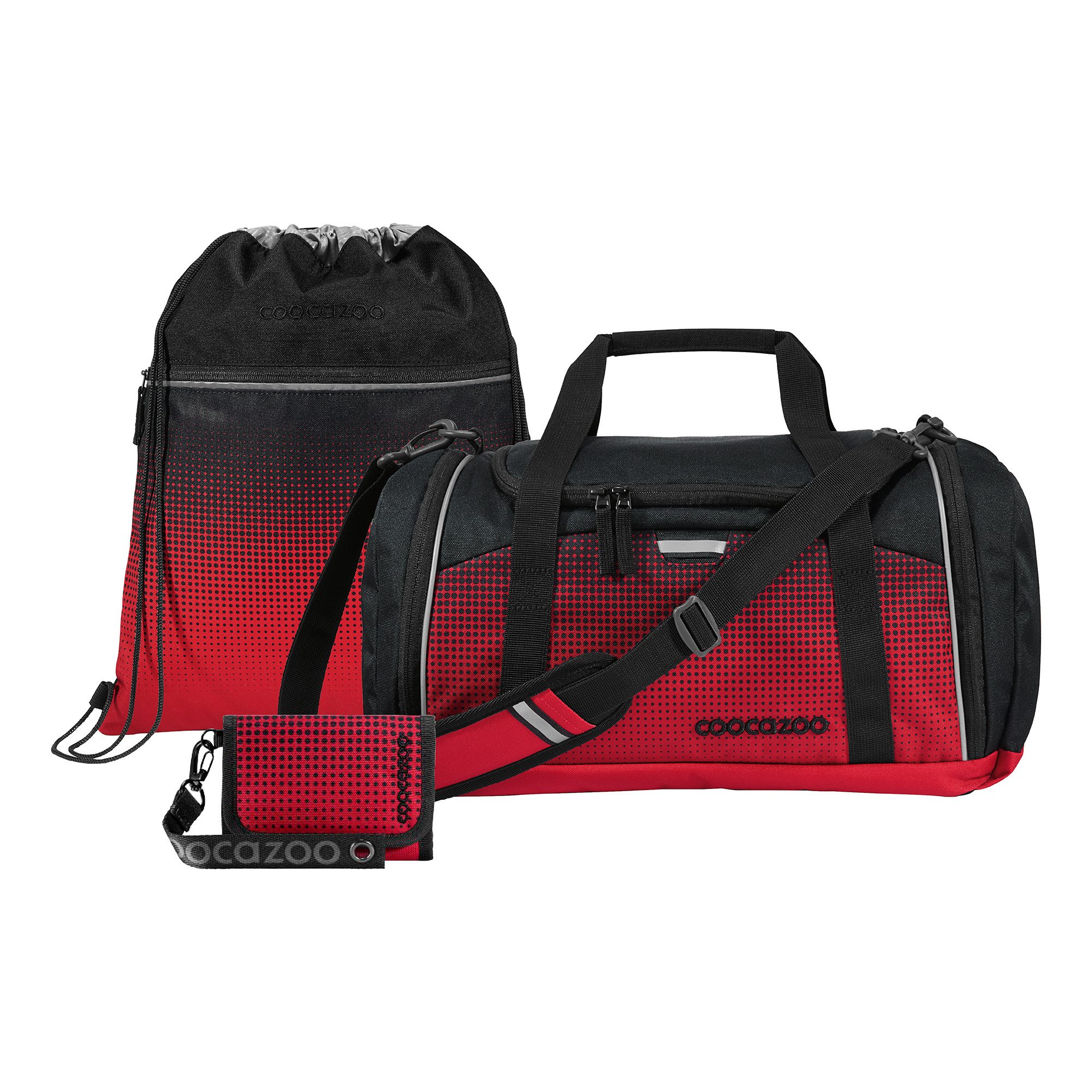 coocazoo Schulrucksack Blazing Fire, Sporttasche, Turbeutel Geldbörse (3-tlg)
