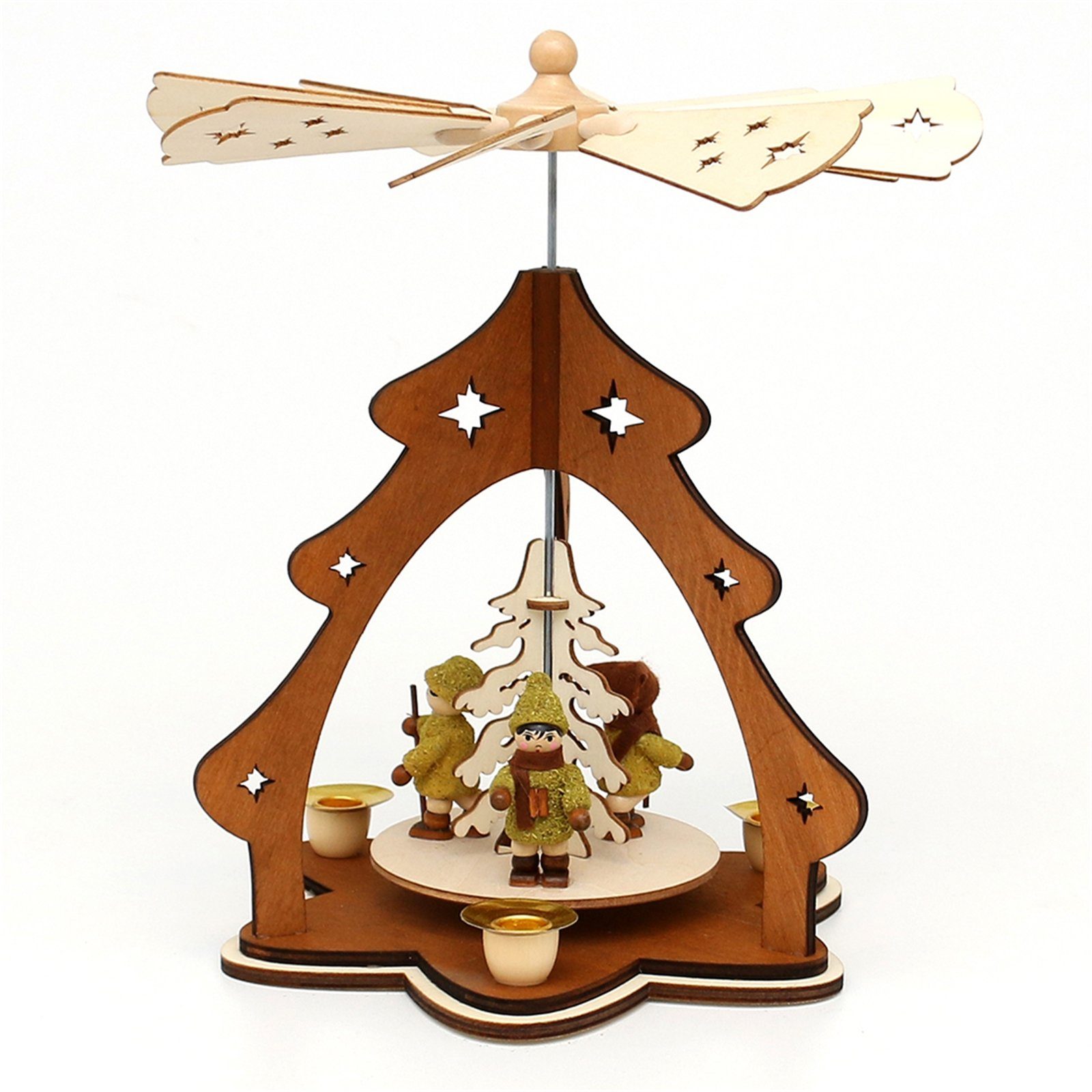 für 3 Kerzen Weihnachtspyramide Holz Moosmann/Moosfrau Tischpyramide, SIGRO