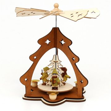 SIGRO Weihnachtspyramide Holz Tischpyramide, für 3 Kerzen Moosmann/Moosfrau