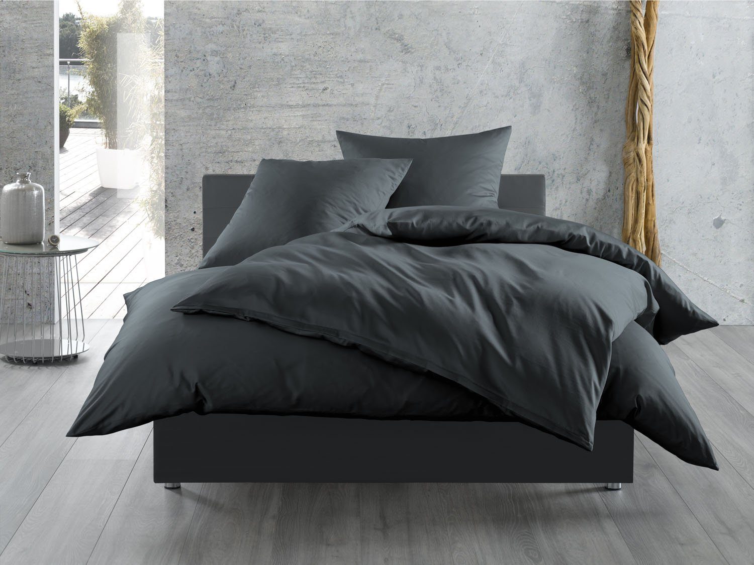BETTWAESCHE-MIT-STIL Bettwäsche Mako Satin Bettwäsche uni einfarbig, Mako-Satin, 2 teilig