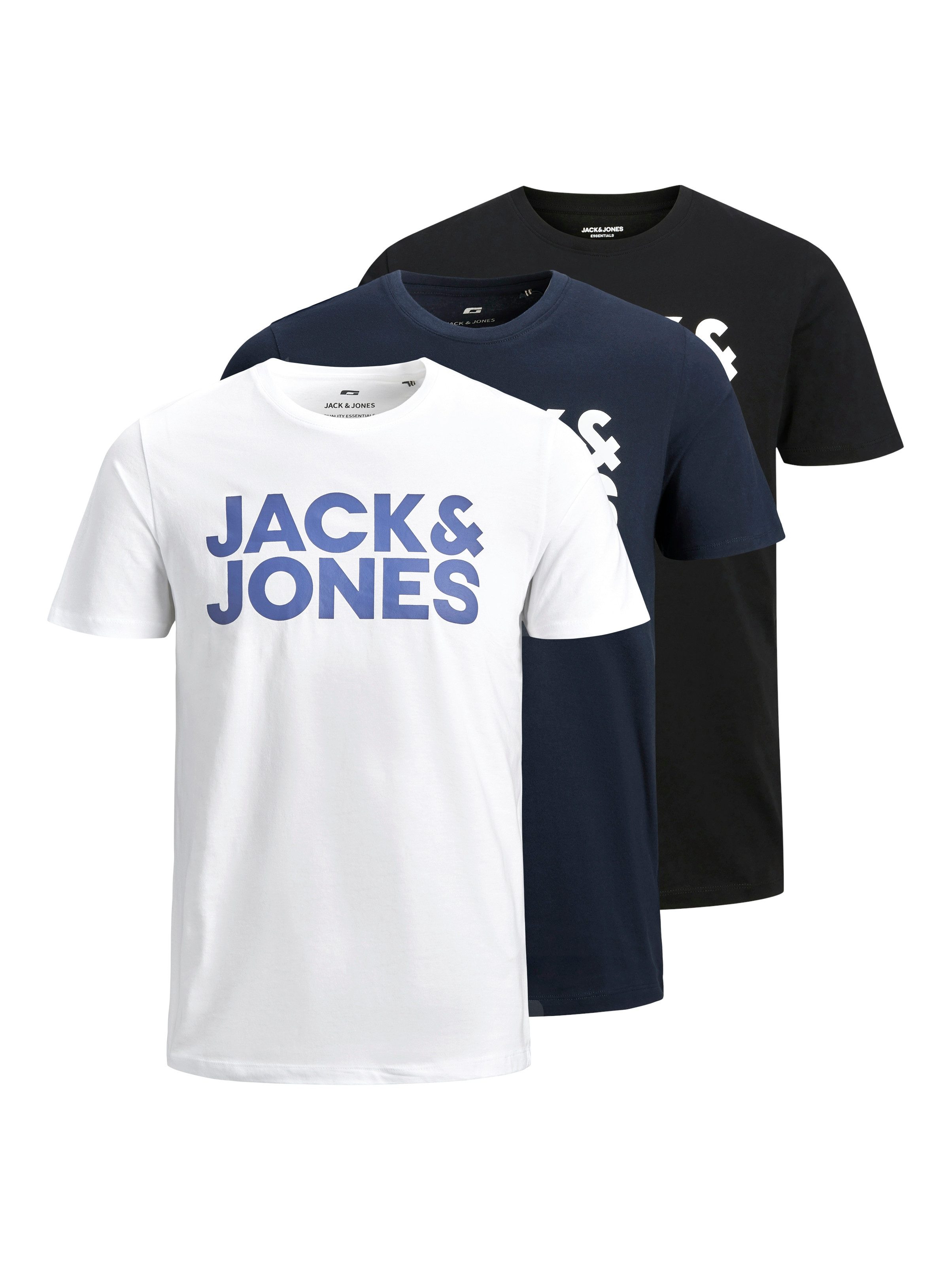Jack & Jones Rundhalsshirt JJECORP LOGO TEE SS O-NECK 3PK MP NOOS (Packung, 3-tlg)