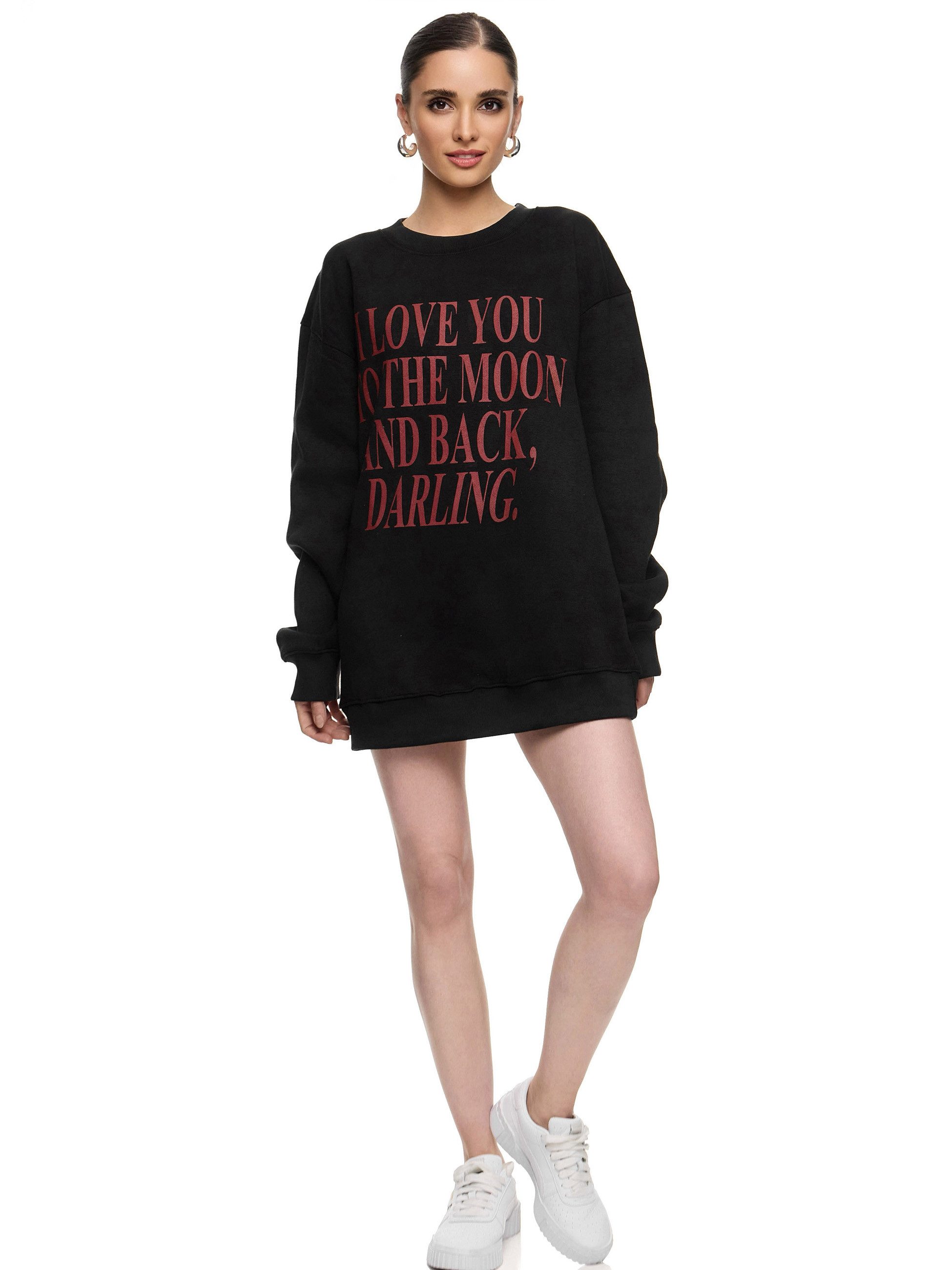 Worldclassca Longsweatshirt Worldclassca Oversized Sweatshirt LOVE YOU Print Langarm Pullover PRINT - I LOVE YOU TO THE MOON AND BACK DARLING