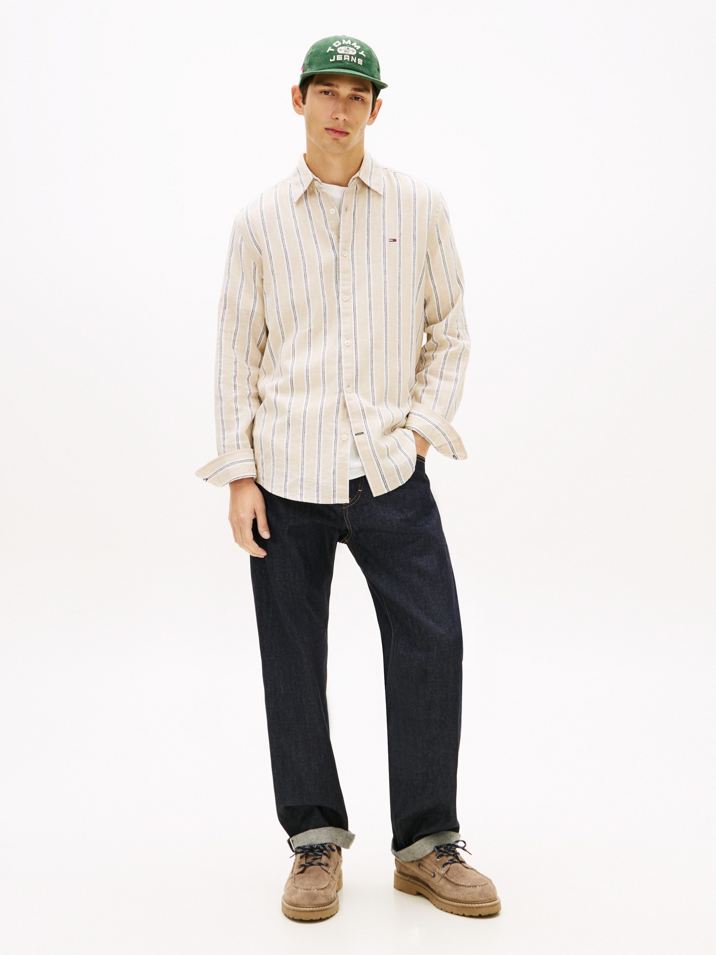 Tommy Jeans Langarmhemd REGULAR LINEN MIX STRIPES Regular fit mit Streifenmuster