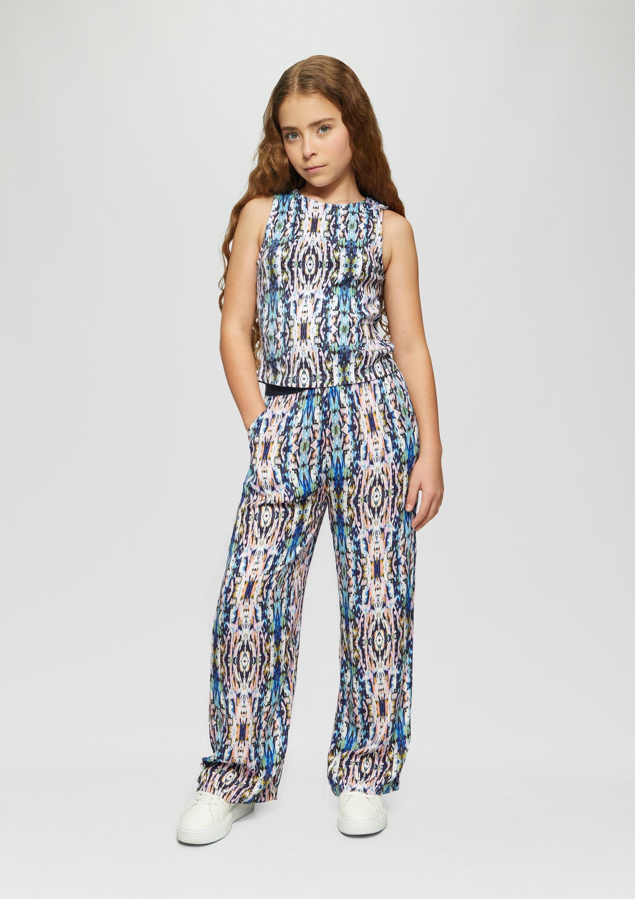 s.Oliver Chinos Hose Gemusterte Wide-Leg-Hose aus satinierter Viskose