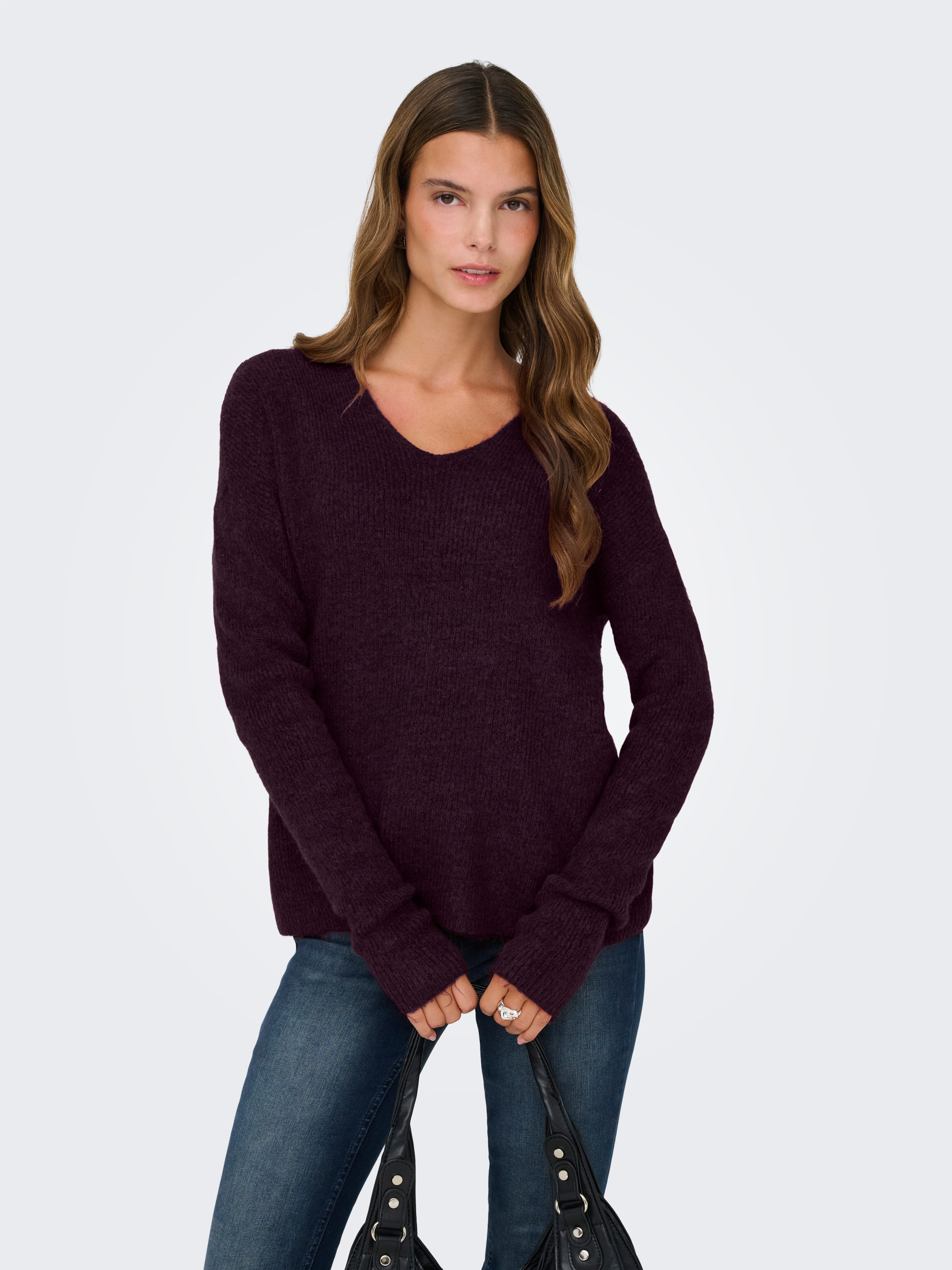 ONLY Strickpullover ONLCAMILLA V-NECK L/S PULLOVER KNT NOOS Materialmix, regular fit