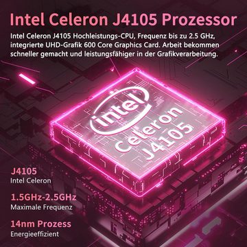 UDKED Notebook (Intel Celeron J4105, 128 GB SSD, 6GB RAM, mit Ermöglicht nahtlose Verarbeitung mehrerer Anwendungen)