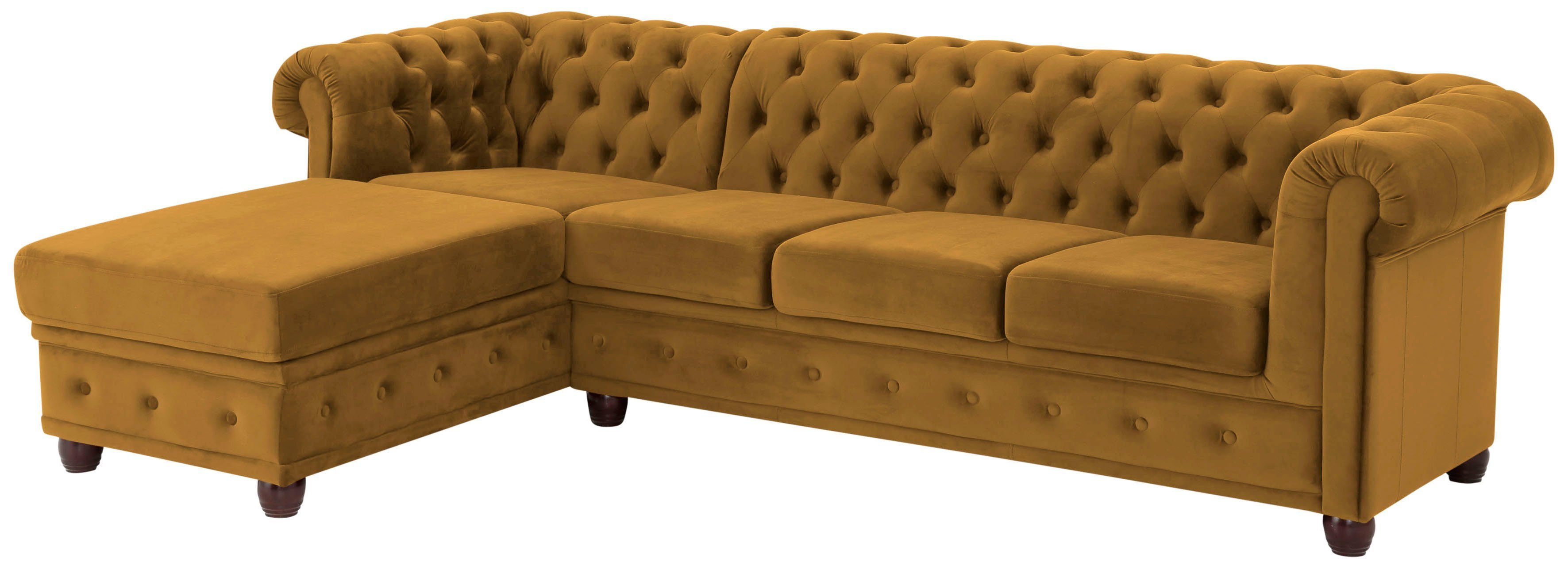 Home affaire Chesterfield-Sofa New Castle L-Form, hochwertige Knopfheftung in Chesterfield-Design, B/T/H: 255(171/72)