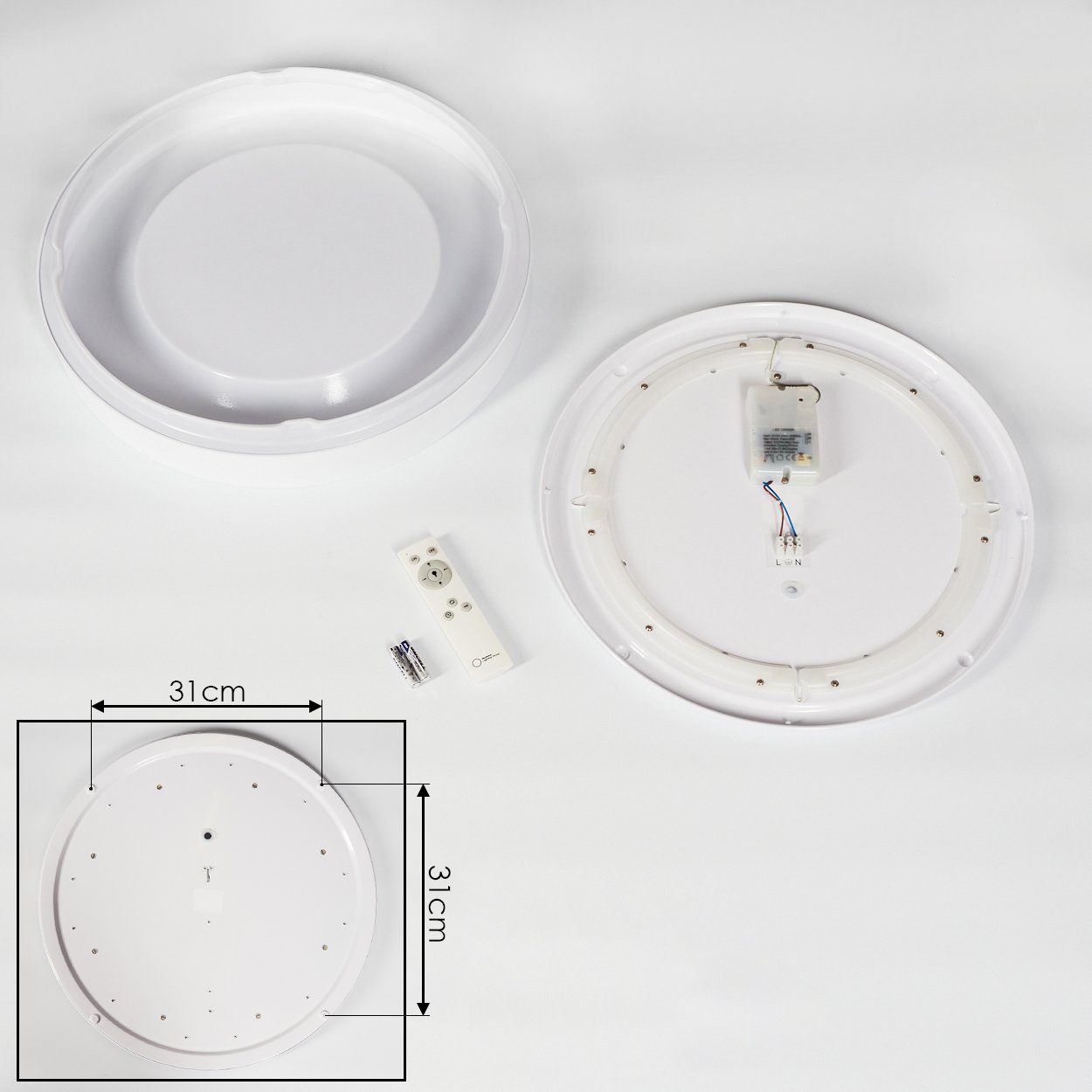 hofstein Deckenleuchte »Terni« dimmbare in Fernbedienung,1800 Deckenlampe aus Kelvin, runde Lumen, weiß, 2700-5000 Zimmerlampe CCT Kunststoff mit veränderbar