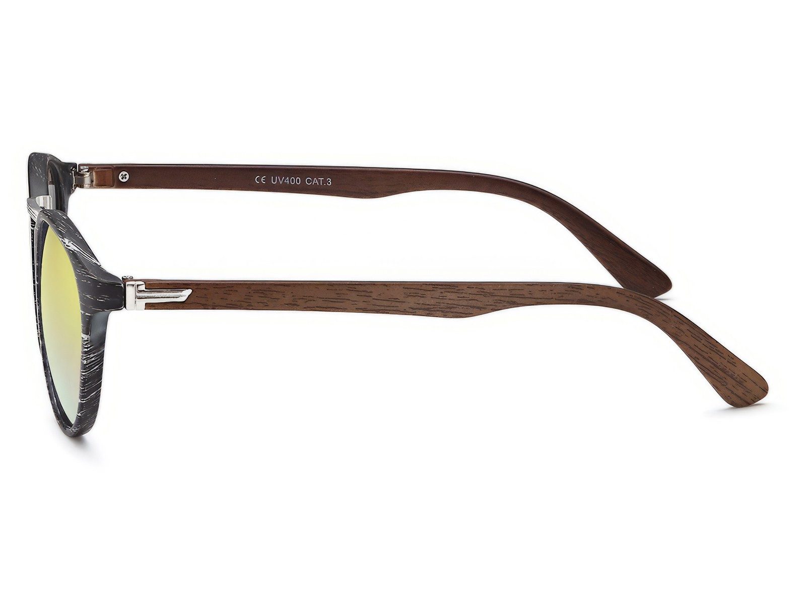 styleBREAKER Sonnenbrille Panto Sonnenbrille Holzoptik Runde Retro Brille UV400 (1-St)