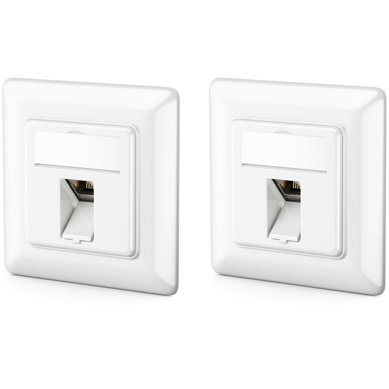 deleyCON deleyCON 2x CAT6a Keystone Netzwerkdosen Set STP Geschirmt Metall Netzwerk-Adapter