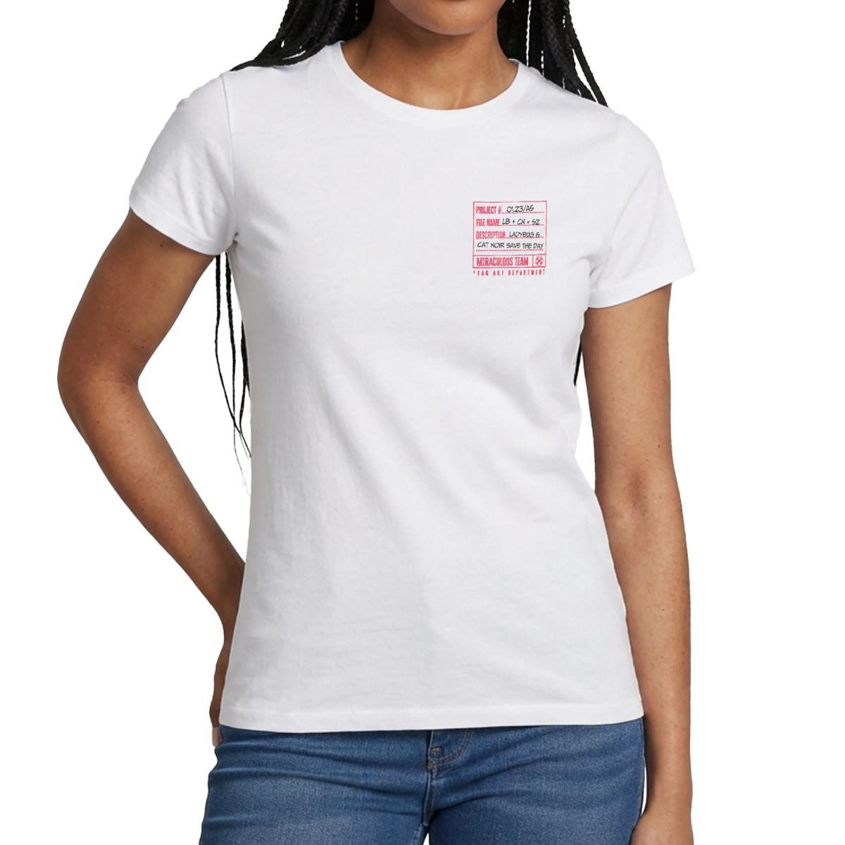 Spreadshirt T-Shirt Miraculous Heroez Comic-Design Front- & Backprint Frauen T-Shirt (1-tlg) Slim Fit, fällt klein aus