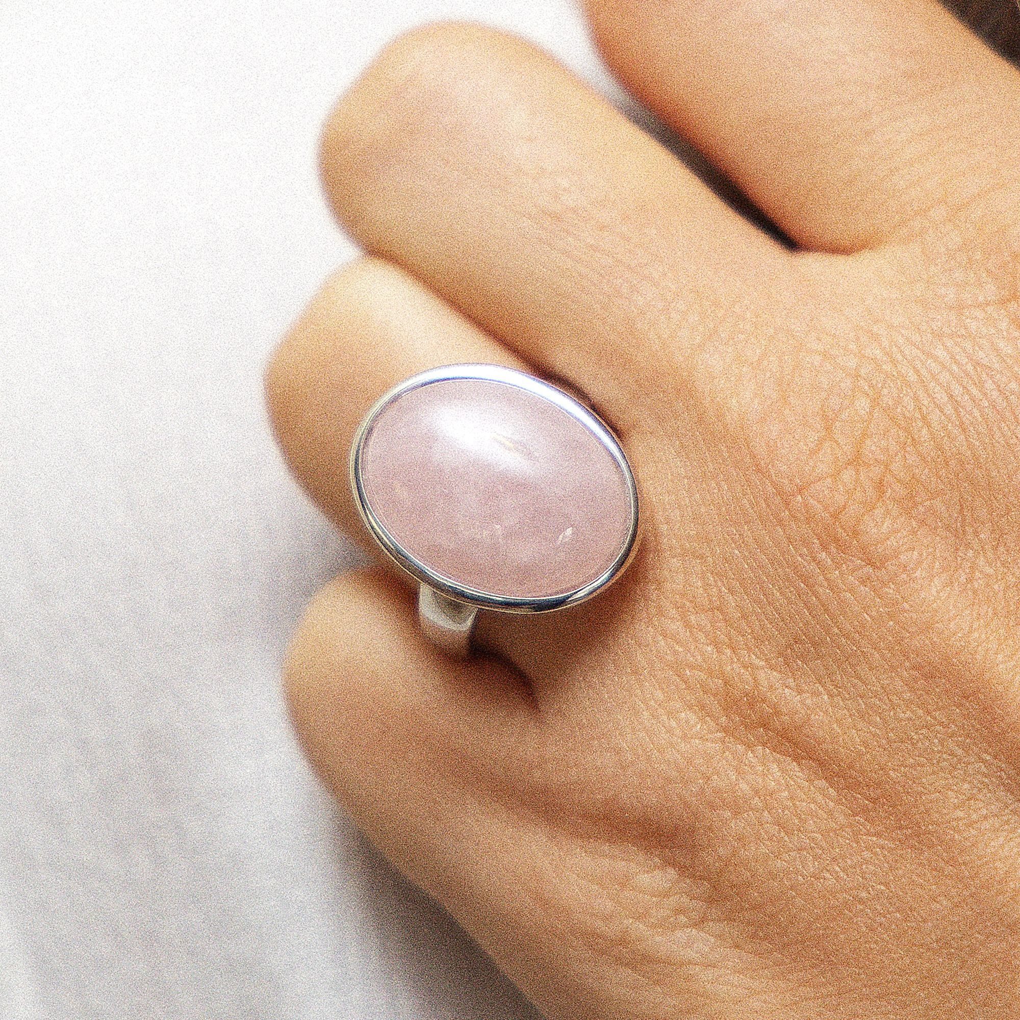 Zeeme Fingerring Silber 925 rhodiniert mit echtem Rosaquarz 20x15mm günstig online kaufen