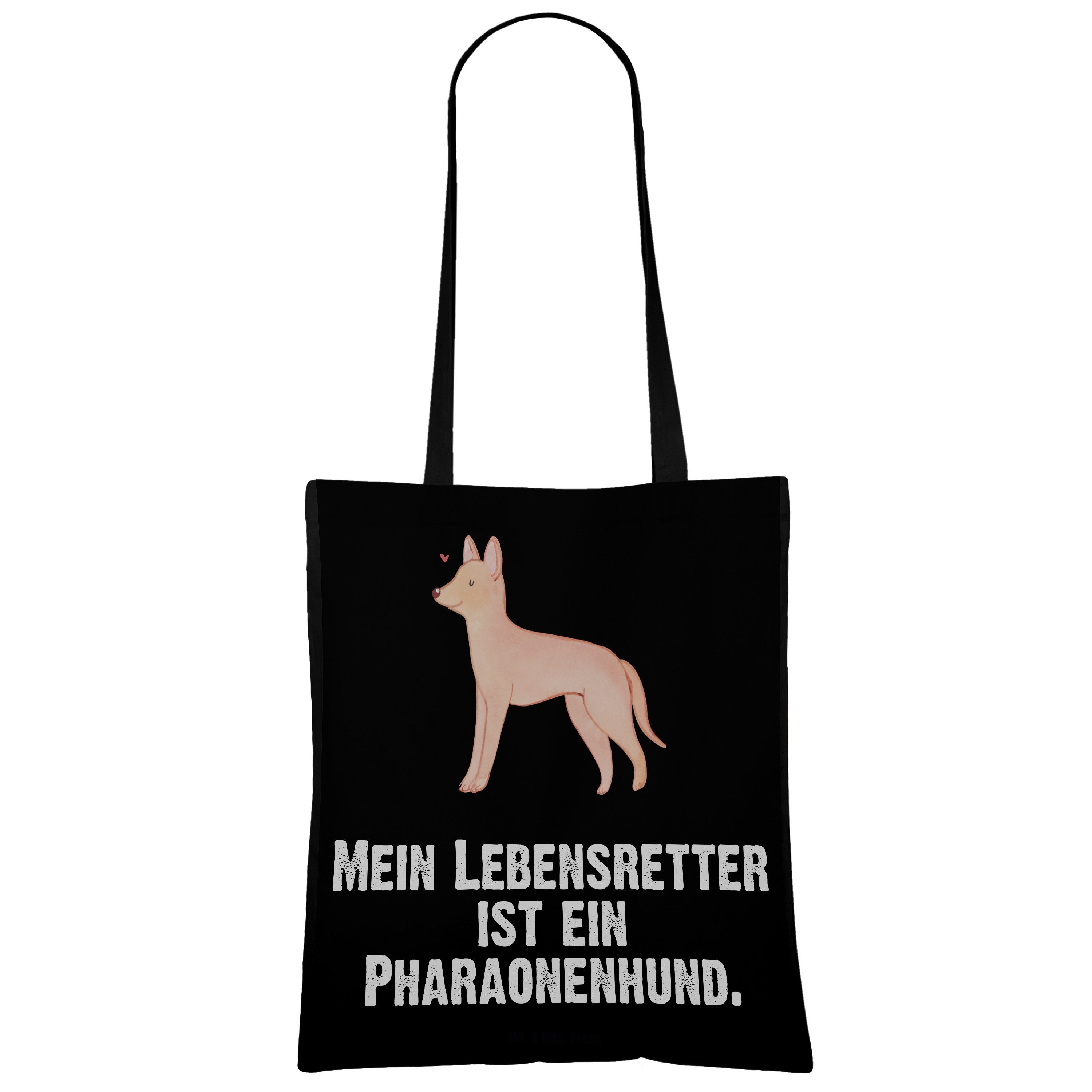 Geschenk, - Mr. Lebensretter Panda & Welpe, (1-tlg) Tragetasche Schwarz - Mrs. Pharaonenhund Stoffbeutel,