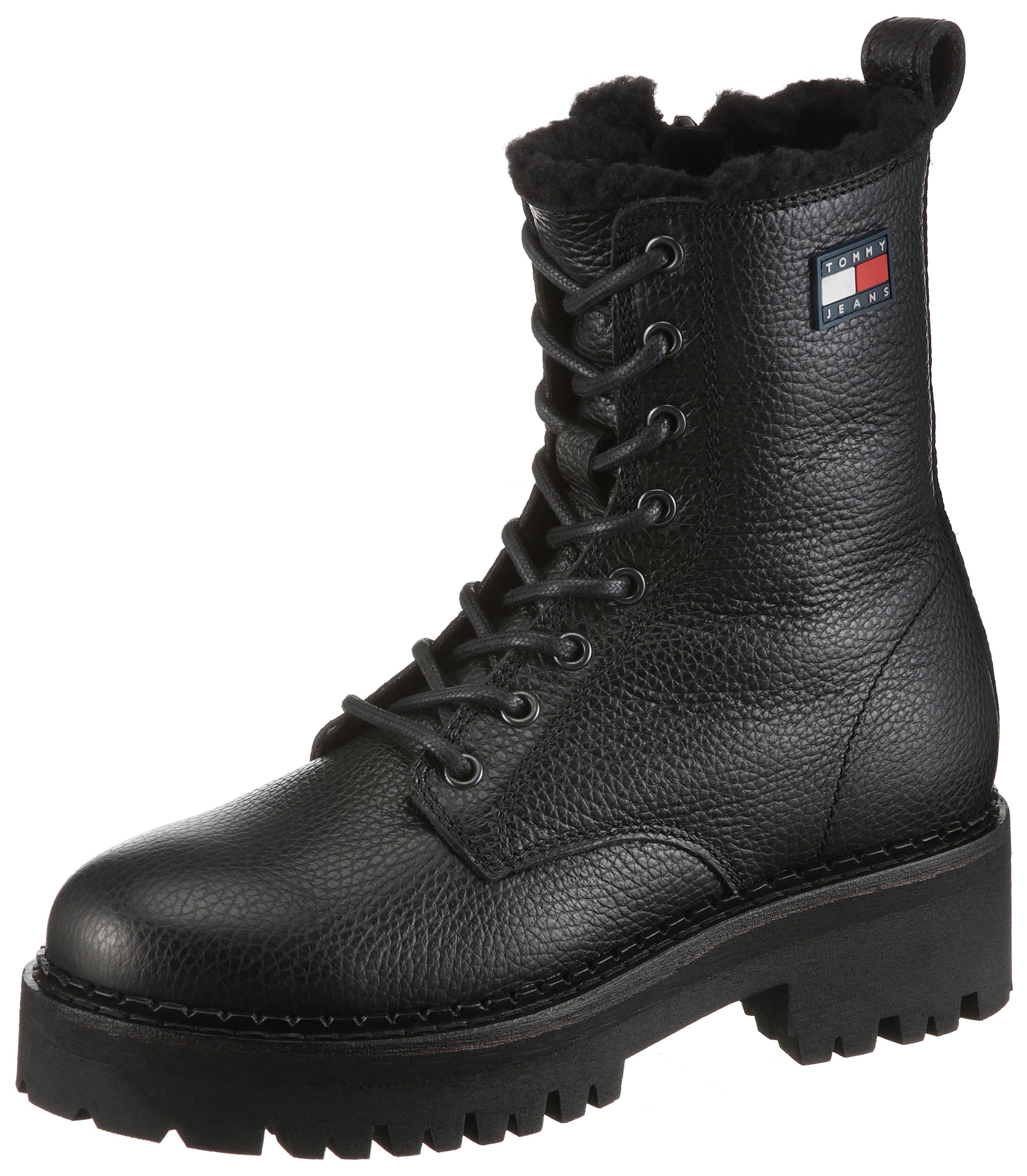 Tommy Jeans TJW URBAN LACEUP BOOT WL Winterboots, Blockabsatz, Schnürboots, Stiefelette mit praktischer Anziehlasche