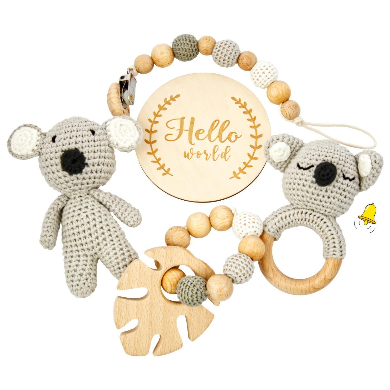 miniHeld Babypuppe Handgestrickter Koala Lako Geschenkbox zur Geburt oder Babyparty