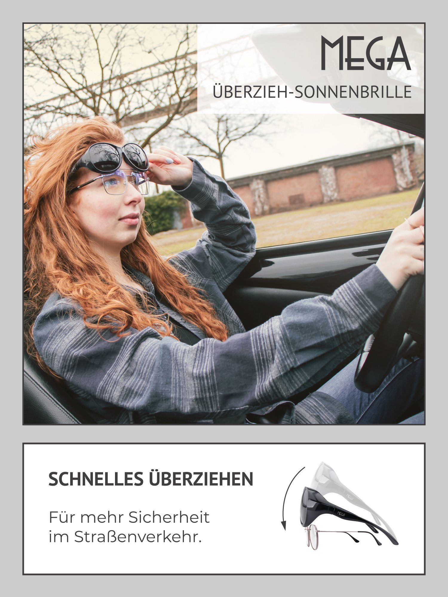 ActiveSol SUNGLASSES Vintage verspiegelt und Sonnenbrille Schiebebox MEGA Überziehsonnenbrille Stil Schwarz Damen (inklusive Brillenputztuch)