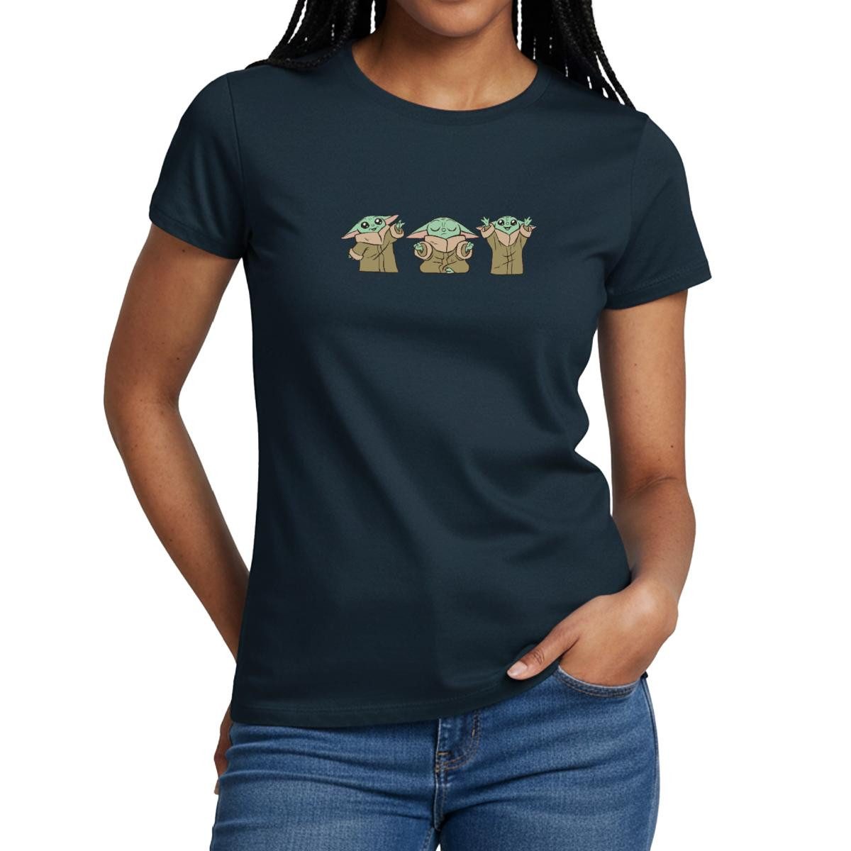 Spreadshirt T-Shirt Star Wars: Mandalorian Grogu Posen Frauen T-Shirt (1-tlg)